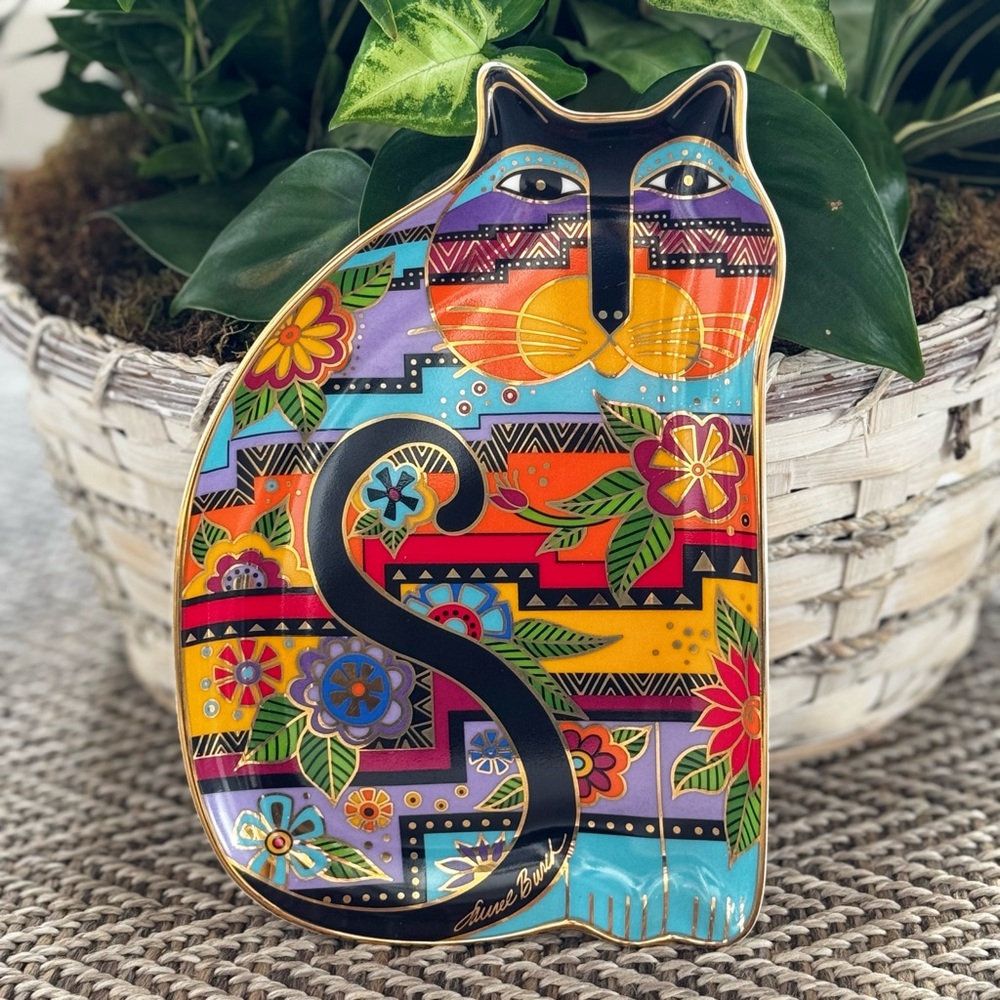 Laurel Burch “Floral Feline” Royal Doulton China Plate, Excellent Co…